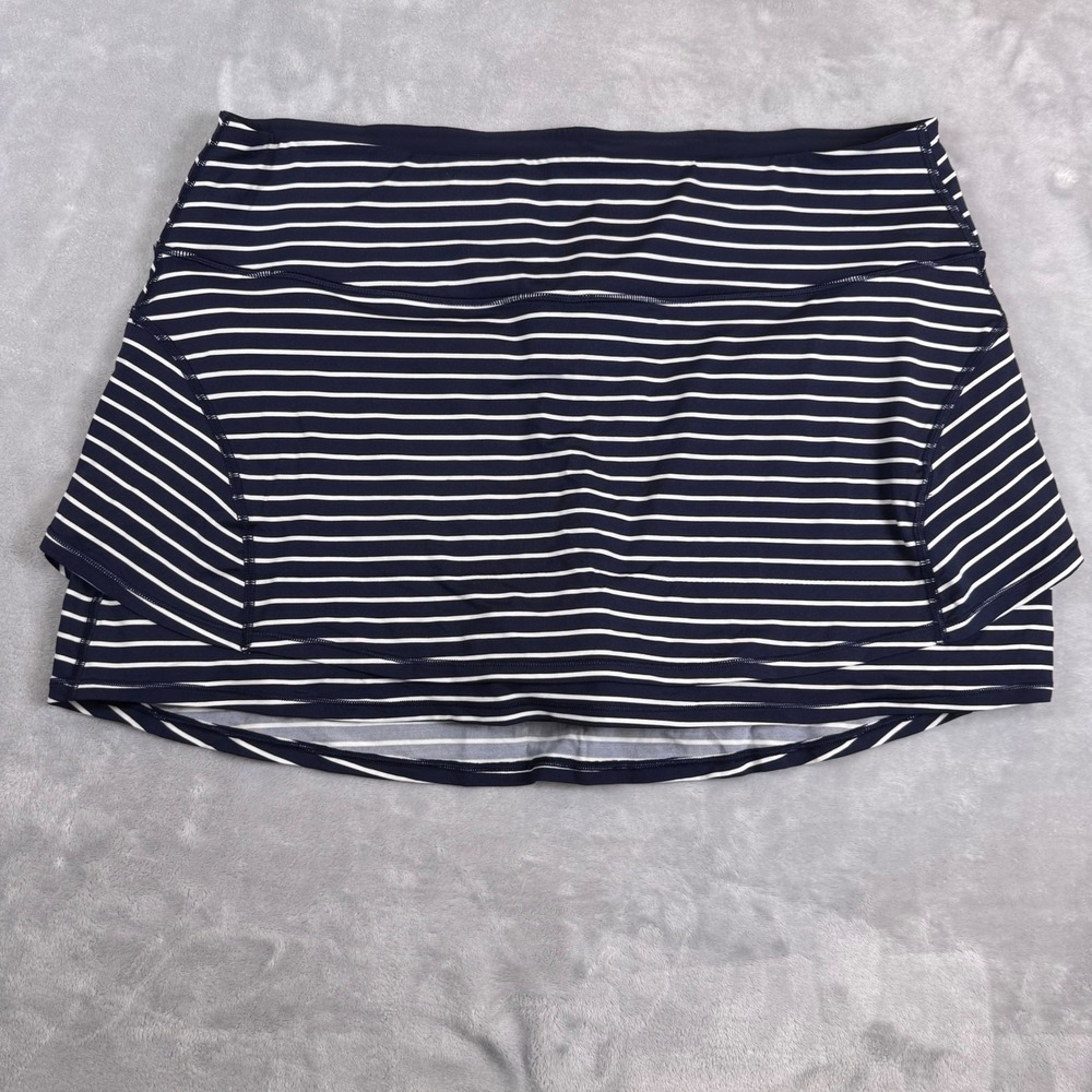 Athleta Stealth Tennis Skort Womens XL Navy White Stripe